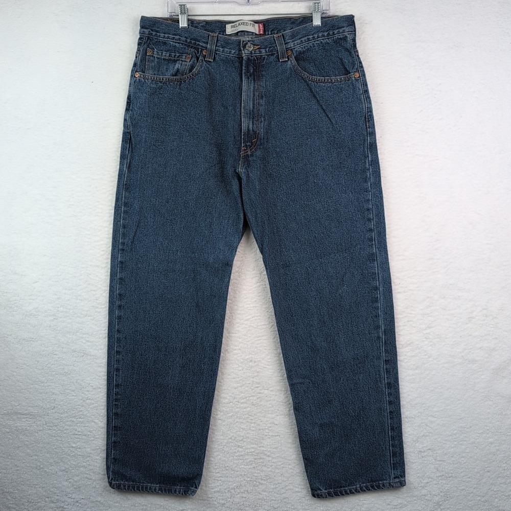 Levi Strauss Men's 38/30 Straight Leg Blue Jeans, 550 Relaxed Fit, 100% Cotton